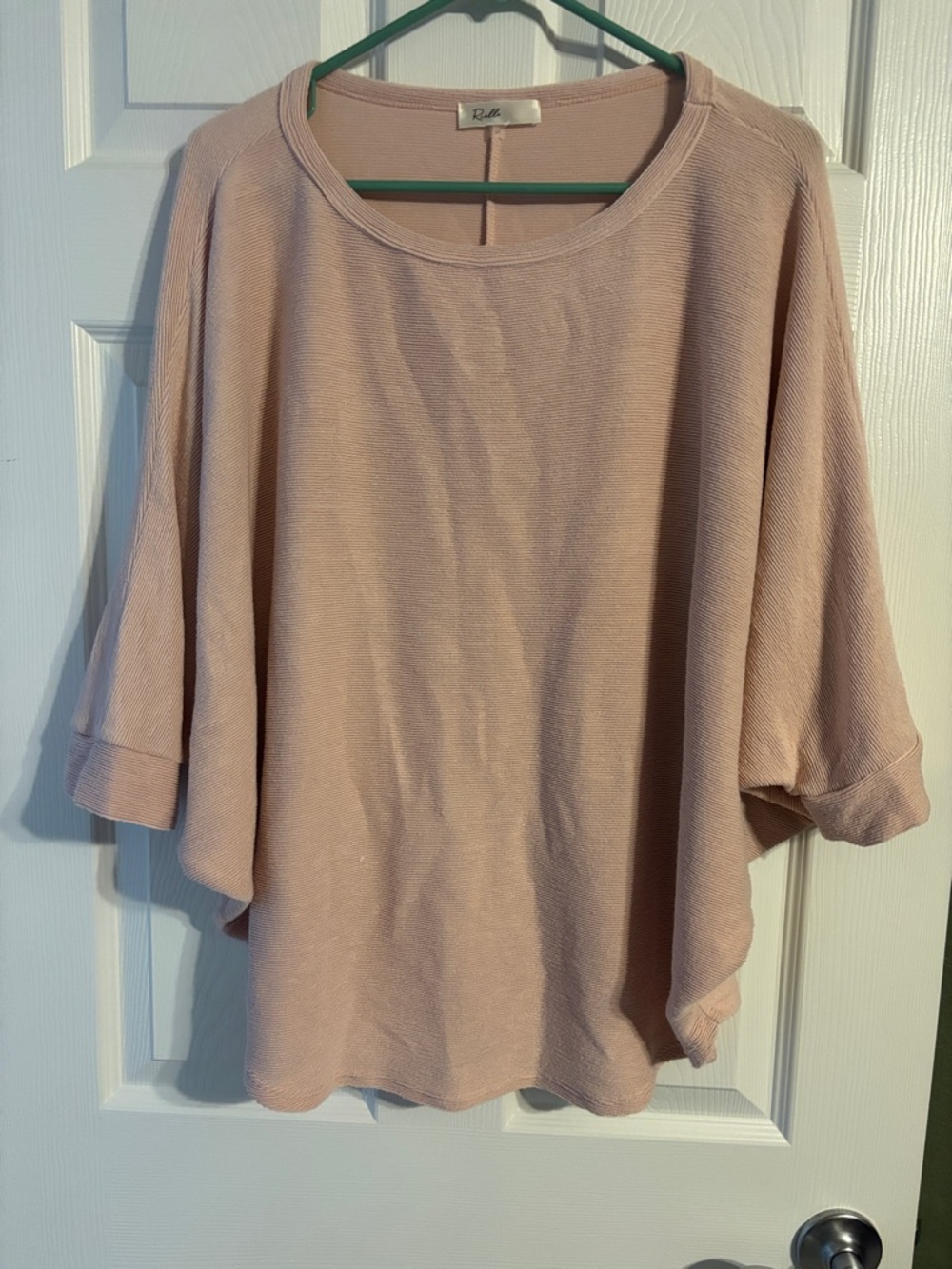 Relaxed Scoop Neck Pullover Sweater in Blush by Rielle